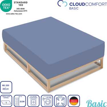 Double pack of CloudComfort Basic fitted sheets jersey stretch blue 180 x 190 - 200 x 200 cm (2 pieces)