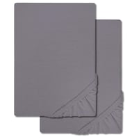 Castell fitted sheet microfiber interlock jersey dark grey 90 x 190 - 100 x 200 cm double pack