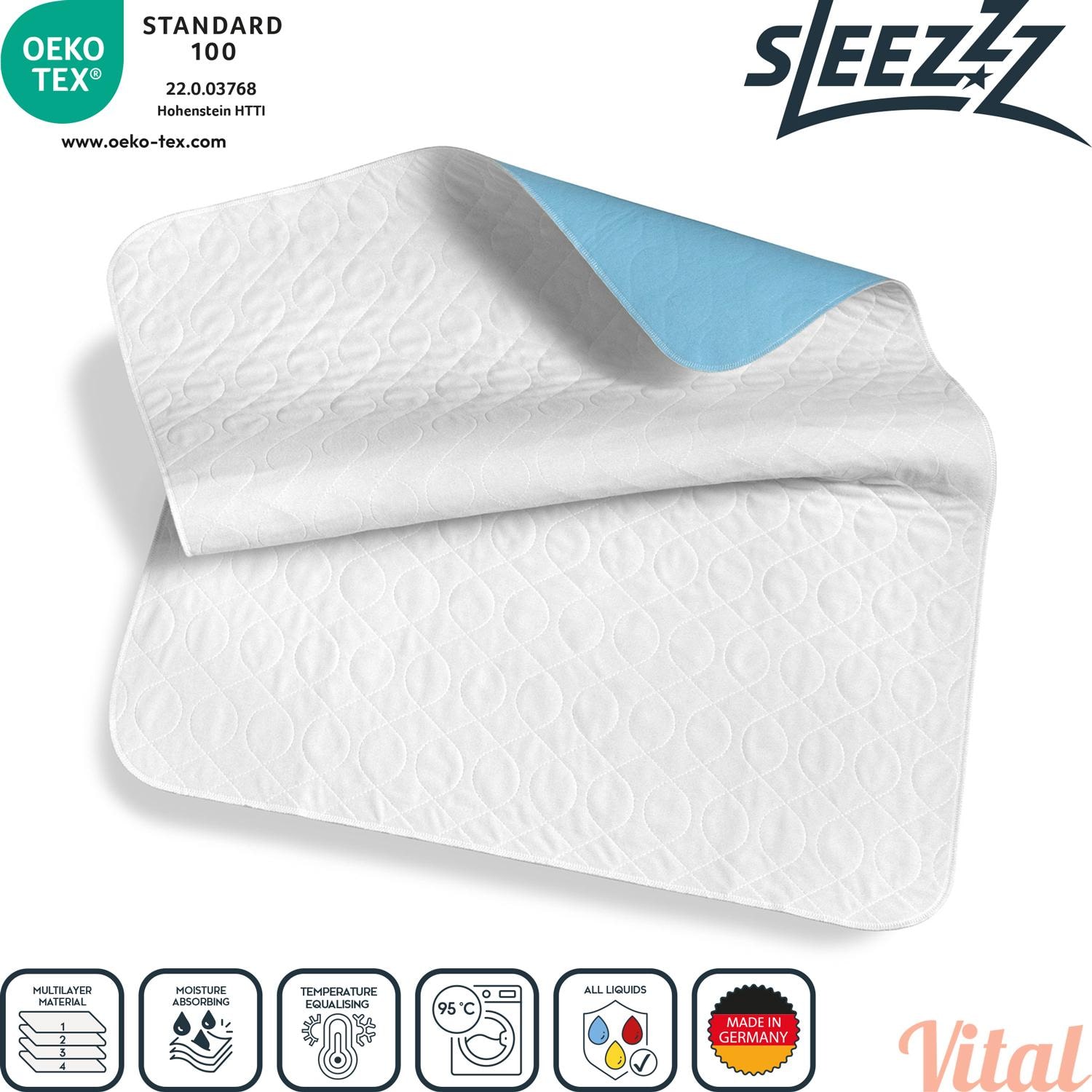 Sleezzz Vital wasserdichte Saugvlies Matratzenauflage, 75 x 90 cm, zum Schutz der Matratze im 10er-Pack