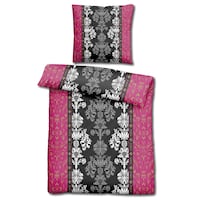 CloudComfort Basic Mikrofaser Bettwäsche schwarz/pink 135 x 200 + 80 x 80 cm