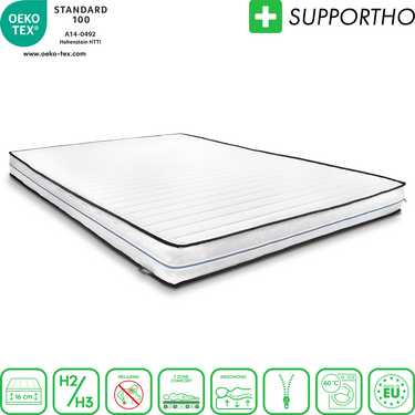Komfortschaummatratze Supportho Basic 140 x 200 cm, Höhe 16 cm, Härtegrad H2/H3