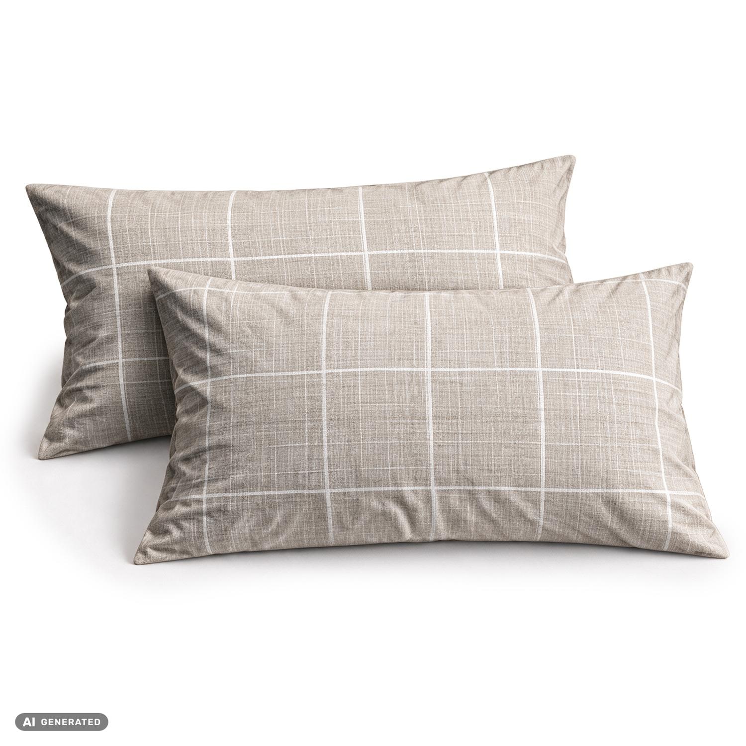 CloudComfort Basic Baumwoll Kissenbezug Steingrau 2er-Set 40 x 80 cm