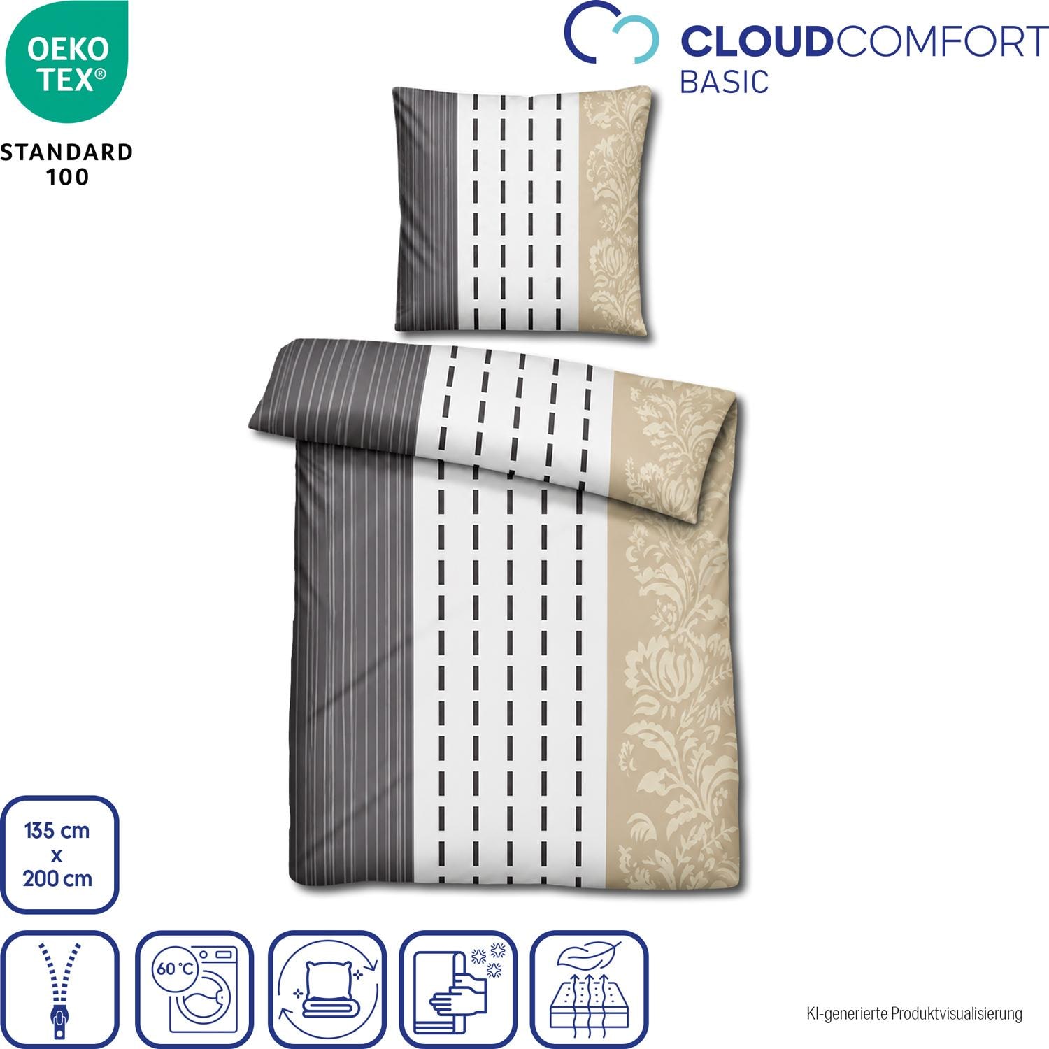 Cloud Comfort Mako-Satin Bettwäsche 135 x 200 cm + 80 x 80 cm