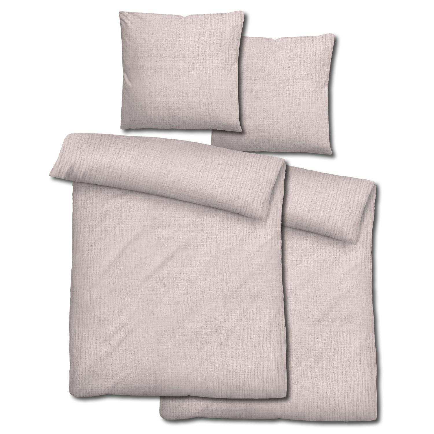 Dobbeltpakke Sleezzz®-sengetøy i musselin rosé 135 x 200 cm + 80 x 80 cm