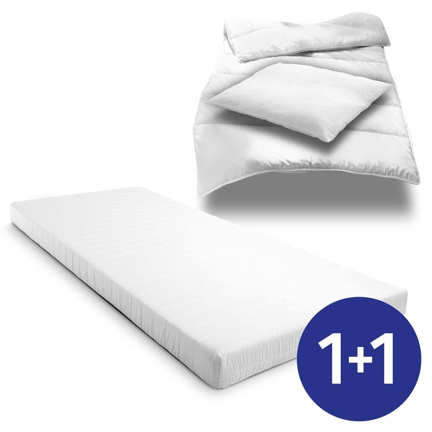 K10 Matratze 90 x 200 cm H3 + CloudComfort Basic Mikrofaser Bettset 135 x 200 cm + 80 x 80 cm