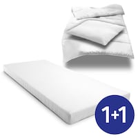 Komfortskummadrass K10 90 x 200 cm, höjd 10 cm, fasthetsnivå H3 + CloudComfort Basic bäddset i mikrofiber 135 x 200 cm + 80 x 80 cm