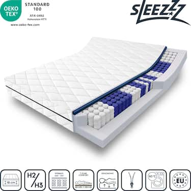 7-zone pocket spring mattress Sleezzz Superior 140 x 200 cm, height 18 cm, firmness level H3