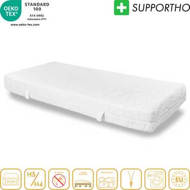 Ergonomische Kaltschaummatratze Supportho Dream 90 x 200 cm, Höhe 18 cm, Härtegrad H3/H4