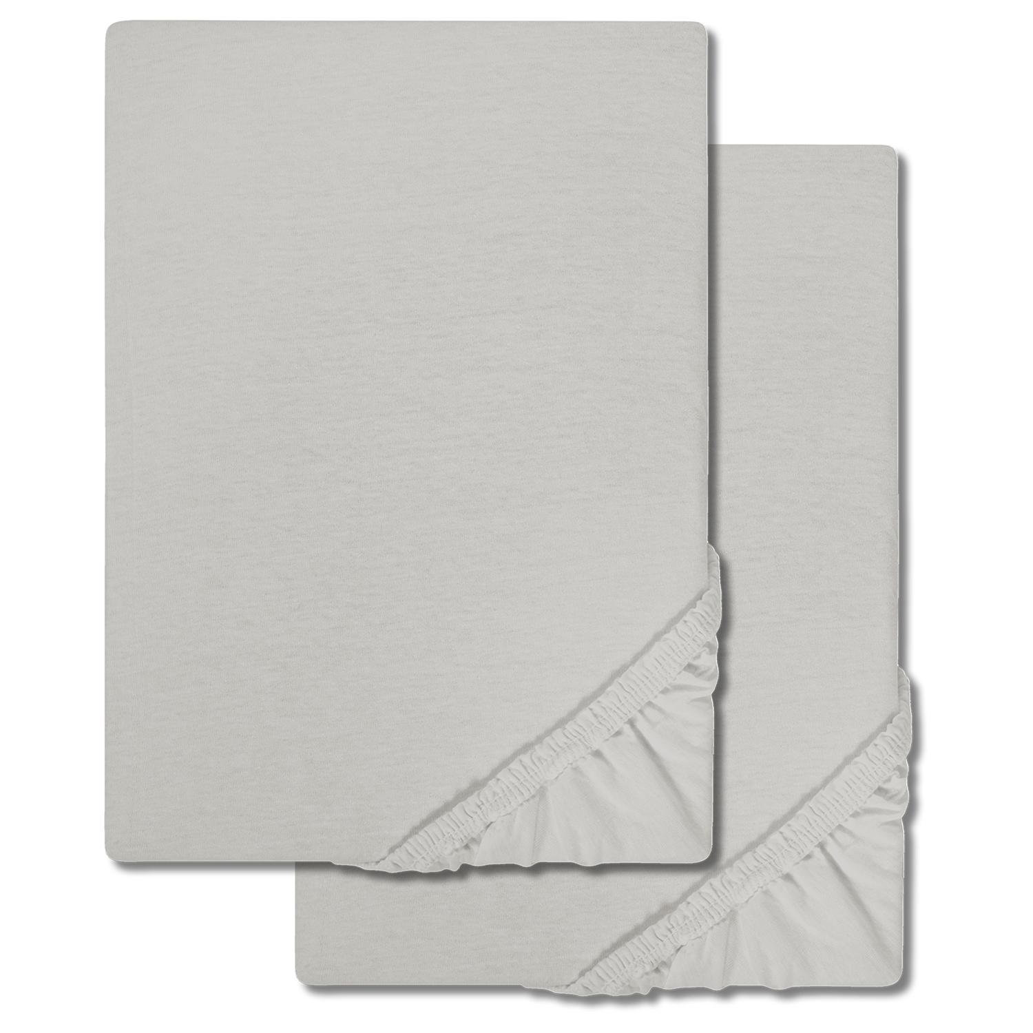 Castell Jersey -puuvillaiset joustavat lakanat, hopeanharmaat, 90 x 190 – 100 x 200 cm, kahden kappaleen pakkaus