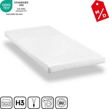 Matelas mousse confort K10 100 x 200 cm, hauteur 10 cm, degré de fermeté H3