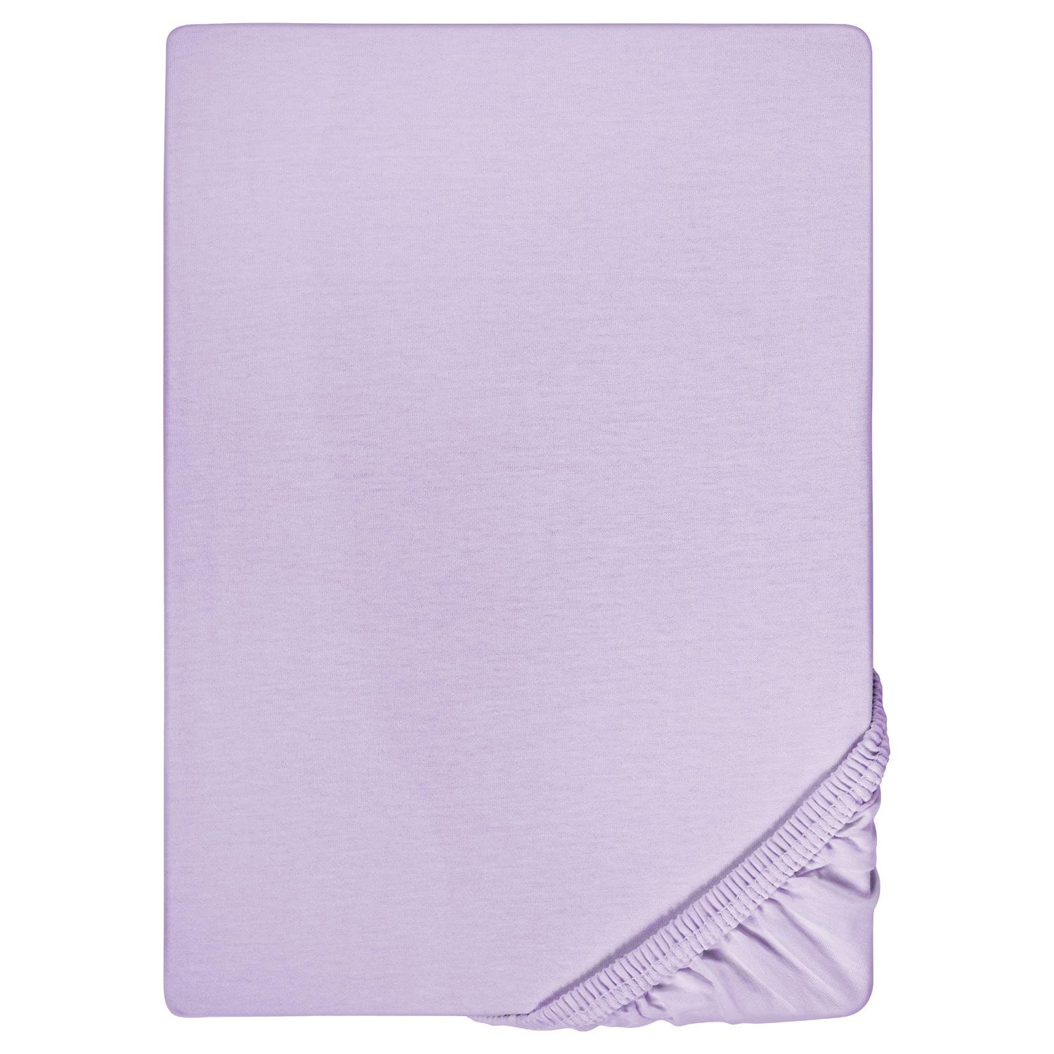 Fitted sheet microfiber interlock jersey lilac 90 x 190 - 100 x 200 cm double pack in a 4-pack
