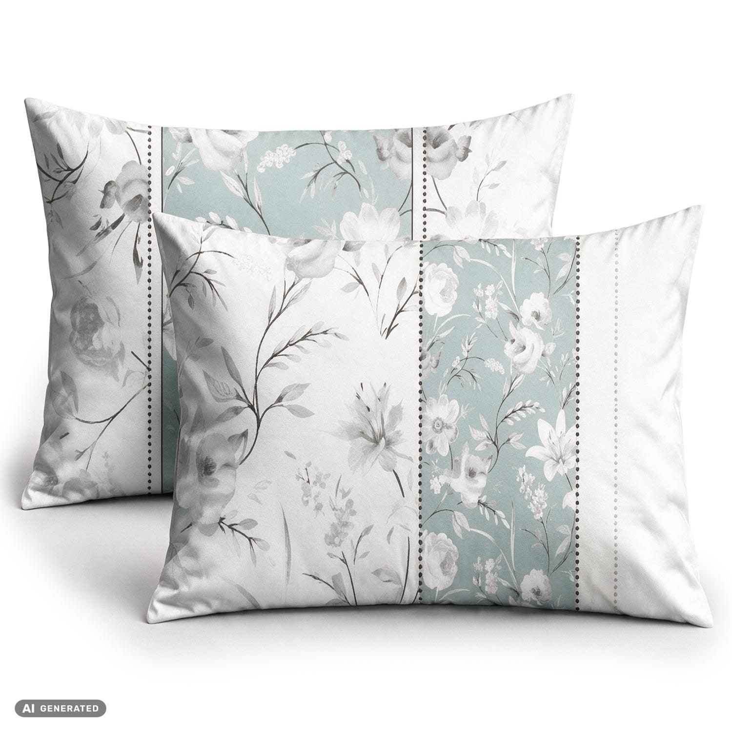 CloudComfort Basic - Fronha de algodão azul-claro/branco, conjunto de 2, 70 x 90 cm
