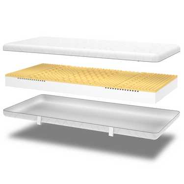 Matelas viscoélastique 7 zones Sleezzz Smart 90 x 200 cm, hauteur 18 cm, degré de fermeté H3 avec mousse à mémoire de forme Air