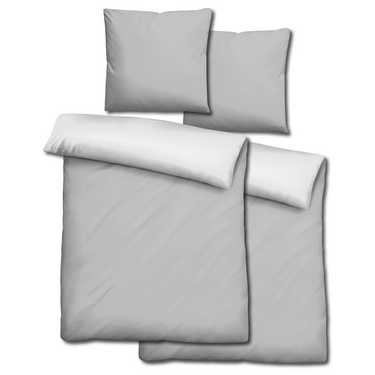 Lot de 2 draps réversibles CloudComfort Basic gris clair/blanc 155 x 220 + 80 x 80 cm