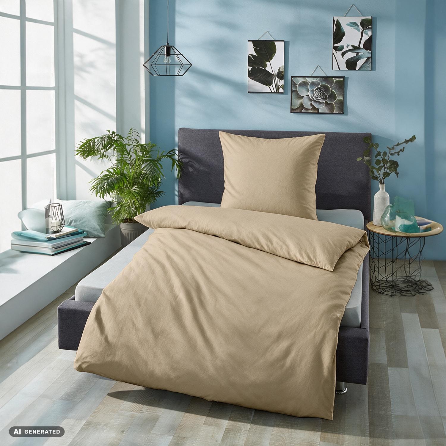 Cloud Comfort Mako-Satin Bettwäsche taupe 135 x 200 cm + 80 x 80 cm