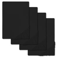 Set of 4 CloudComfort Basic fitted sheets jersey stretch black 120 x 200 cm (4 pieces)