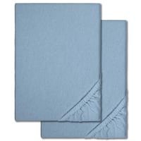 Spannbettlaken Winterflausch blau 90 x 190 - 100 x 200 cm Doppelpack