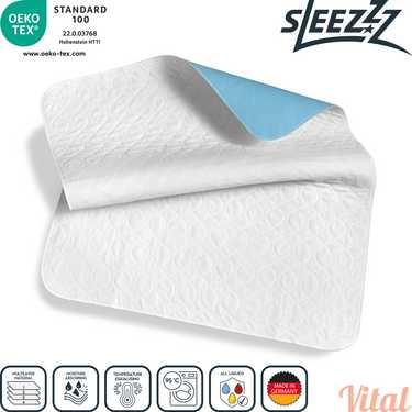 Sleezzz Vital waterproof absorbent fleece mattress topper, 75 x 90 cm, to protect the mattress