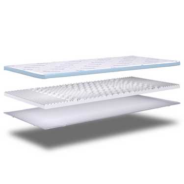 Cold foam topper CloudComfort Cool 90 x 200 cm H2/H3, height 7 cm, firmness level H2/H3, 7-zone topper with summer and winter side + CloudComfort Basic gel-flake pillow 40 x 80 cm