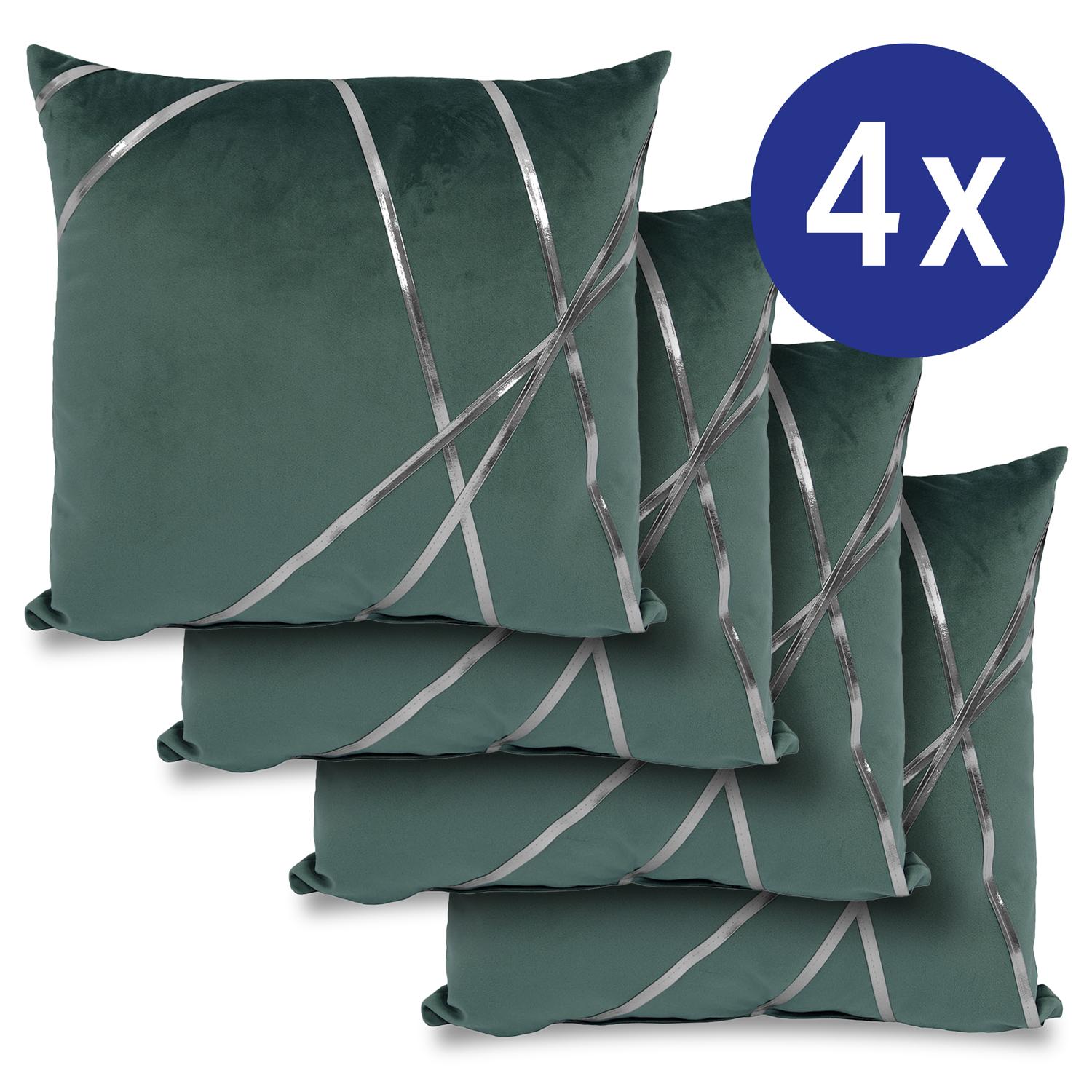 Set of 4 decorative cushions emerald green 45 x 45 cm