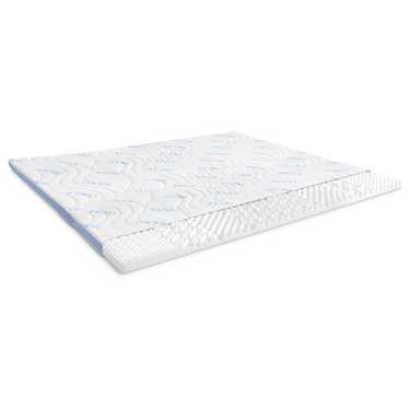 Cold foam topper CloudComfort Cool 160 x 200 cm H2/H3, height 7 cm, firmness level H2/H3, 7-zone topper with summer and winter side + Sleezzz® Cool cooling effect pillow