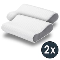 2 adet Sleezzz Premium viskoelastik boyun destek yastığı, 50 x 32 x 11 cm, cilde dost çift katlı kumaş kılıflı