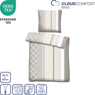 Doppelpack CloudComfort Basic Mikrofaser Bettwäsche beige 135 x 200 + 80 x 80 cm