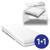 7-zone pocket spring mattress Sleezzz Smart 90 x 200 cm, height 21 cm, firmness level H2/H3 + CloudComfort Basic microfiber bed set 135 x 200 cm + 80 x 80 cm