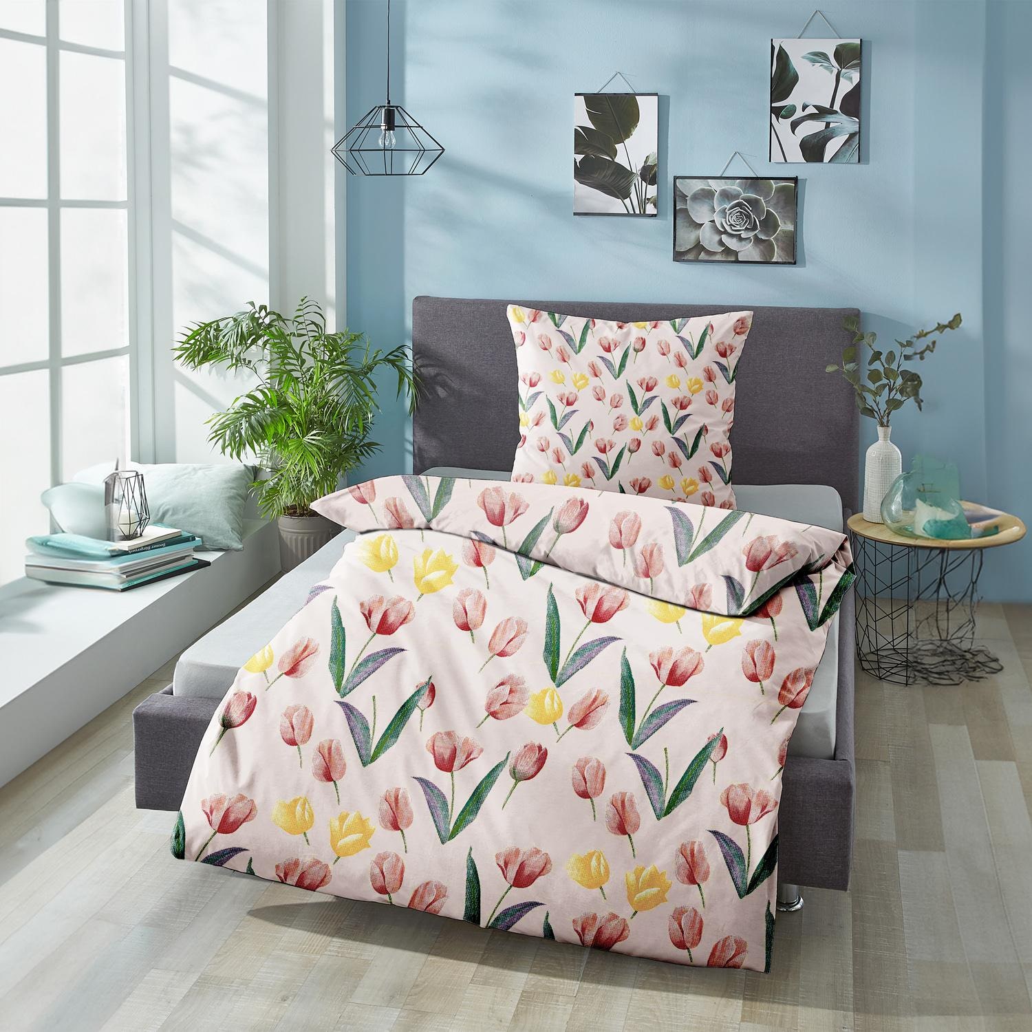 CloudComfort Basic microfiber bed linen tulips 135 x 200 + 80 x 80 cm