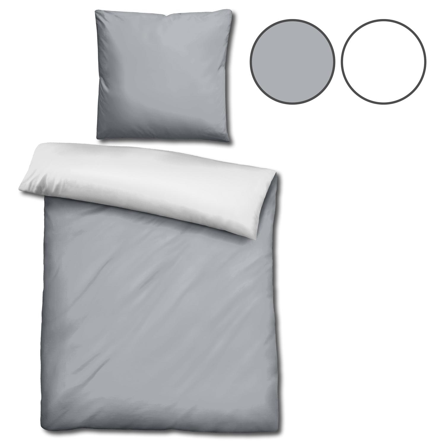 Sleezzz® Renforcé reversible bed linen light gray/white 135 x 200 + 80 x 80 cm