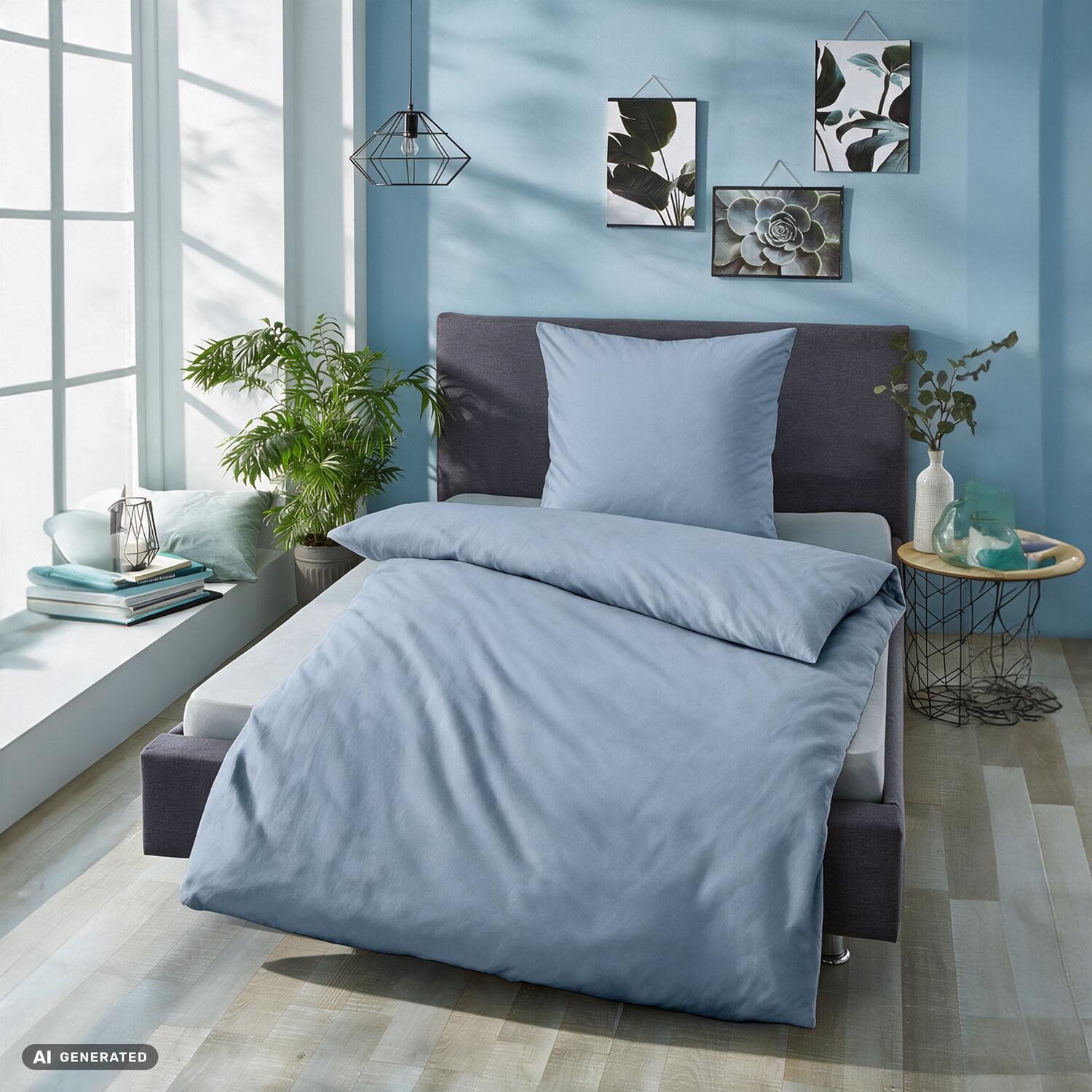 Conjunto duplo de roupa de cama Cloud Comfort em cetim de mako, 135 x 200 cm + 80 x 80 cm