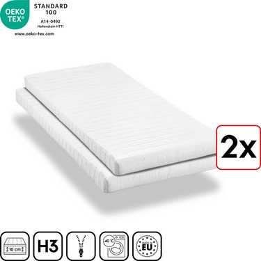 Comfort foam mattress K10 80 x 200 cm, height 10 cm, firmness level H3, twin set