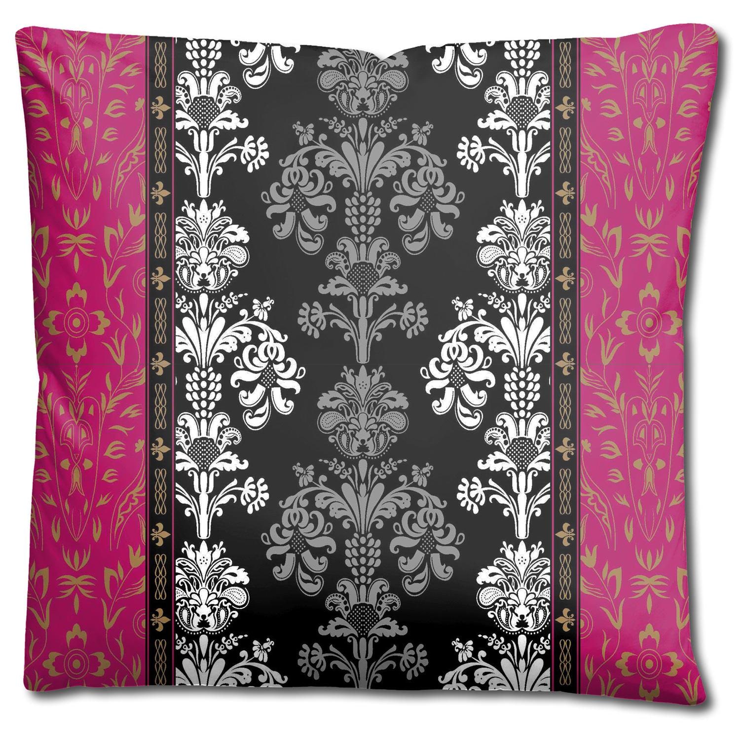 CloudComfort Basic microfiber bed linen black/pink 135 x 200 + 80 x 80 cm