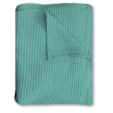 Baumwoll Waffelpiqué Decke petrol 75 x 120 cm