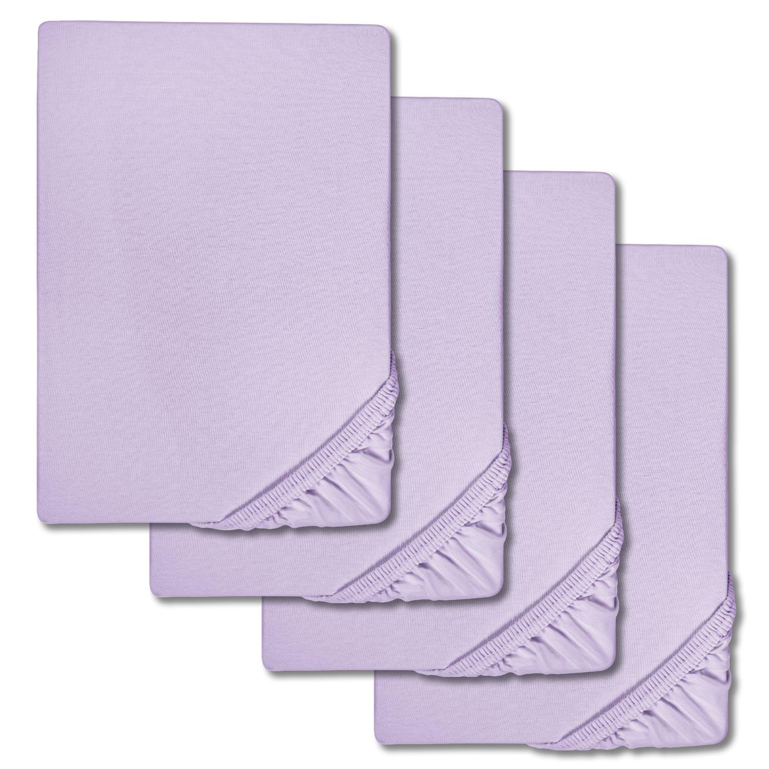 Fitted sheet microfiber interlock jersey lilac 90 x 190 - 100 x 200 cm double pack in a 4-pack Fitted sheet microfiber interlock jersey lilac 90 x 190 - 100 x 200 cm double pack in a 4-pack