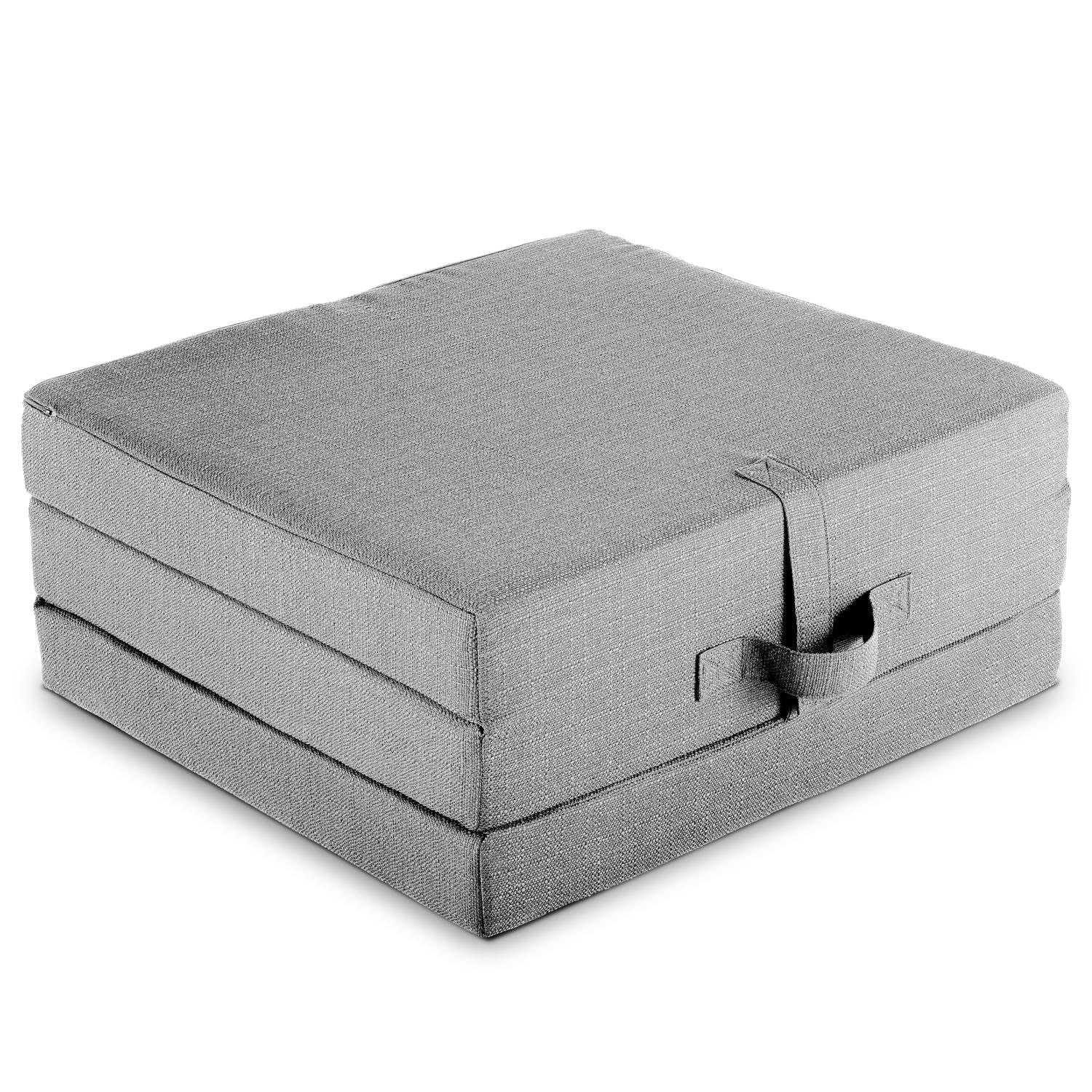 CloudComfort Premium opvouwmatras 70 x 195 cm, zilverkleurig, 10 cm dik, bekleed met meubelstof