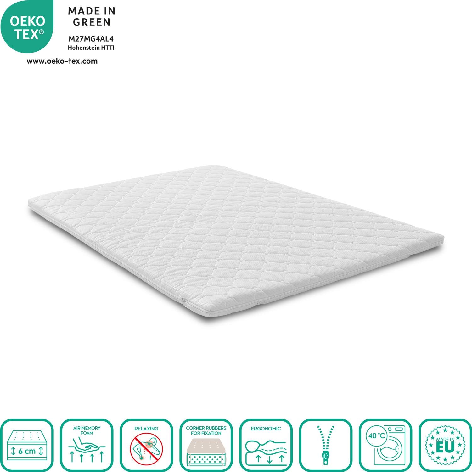 Features as icons – Viscoelastic topper 140 x 200 cm H2