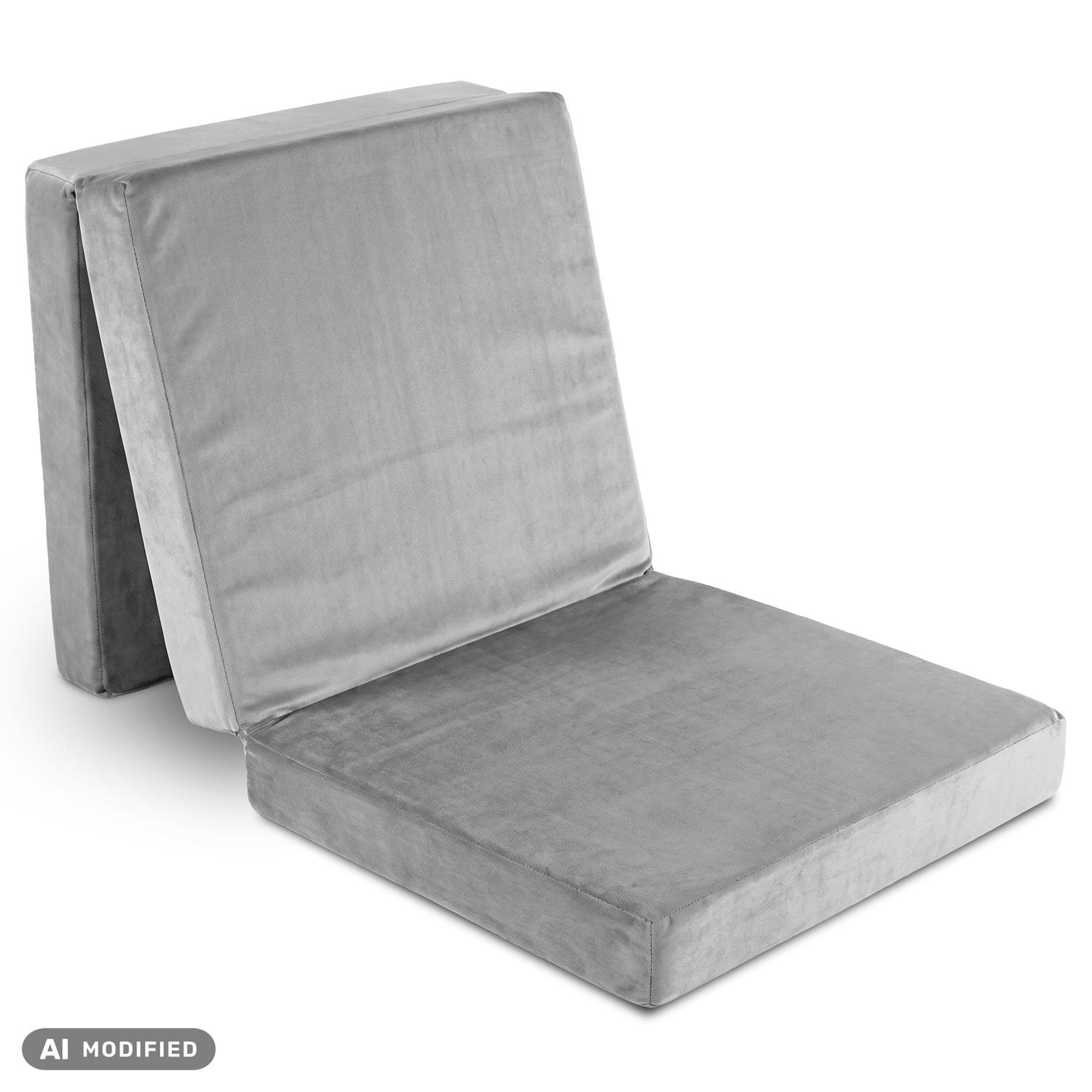 CloudComfort Premium Klappmatratze 70 x 195 cm silber, 10 cm hoch mit Möbelstoff bezogen