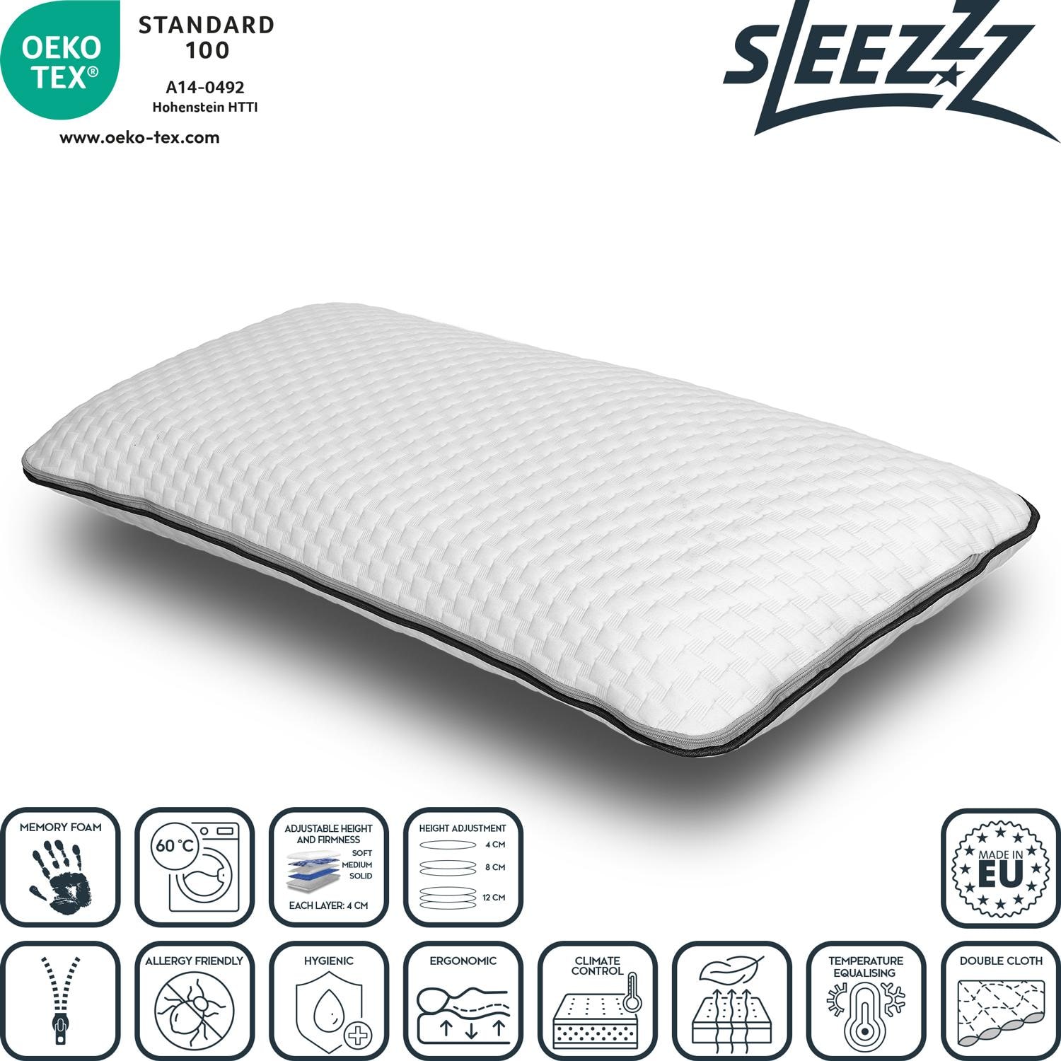 Sleezzz Smart yüksekliği ve sertliği ayarlanabilir minder 33 x 75 cm