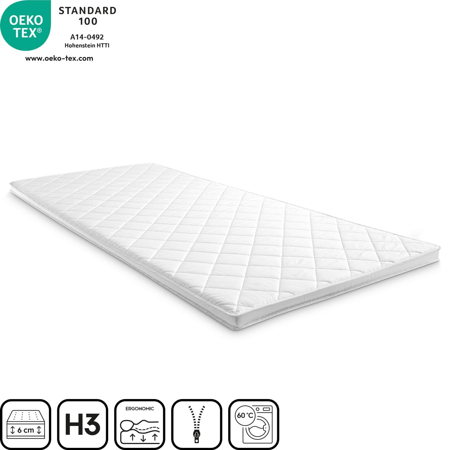 Comfort foam topper T6 100 x 200 cm, height 6 cm, firmness level H3