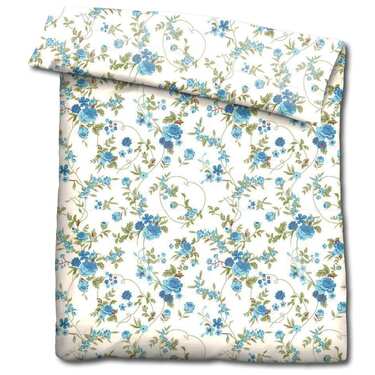 Doppelpack CloudComfort Basic Mikrofaser Bettwäsche blaue Blumen 135 x 200 + 80 x 80 cm