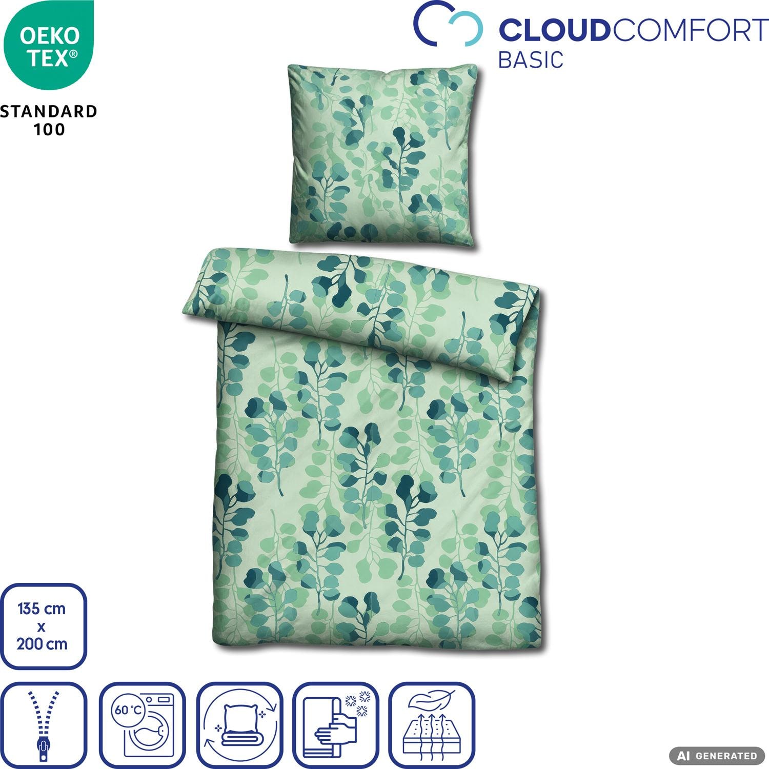 Cloud Comfort Mako-Satin Bettwäsche 135 x 200 cm + 80 x 80 cm