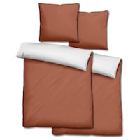 Doppelpack  Sleezzz® Renforcé Wendebettwäsche braun/weiß 135 x 200 + 80 x 80 cm