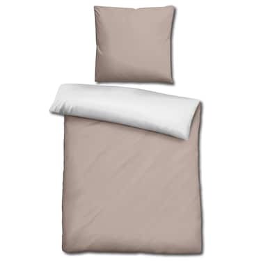 Doppelpack  Sleezzz® Renforcé Wendebettwäsche beige/weiß 135 x 200 + 80 x 80 cm