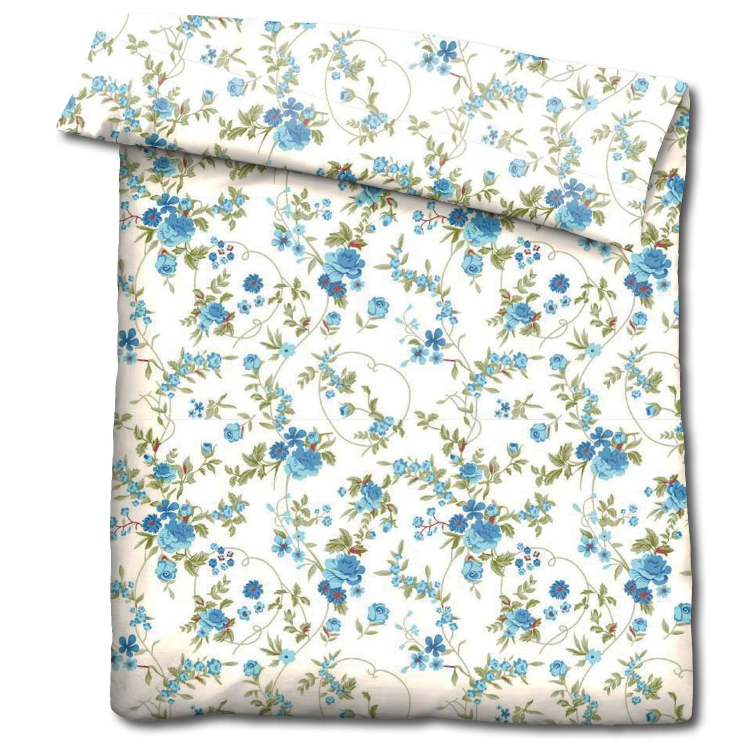 CloudComfort Basic microfiber bed linen blue flowers 135 x 200 + 80 x 80 cm