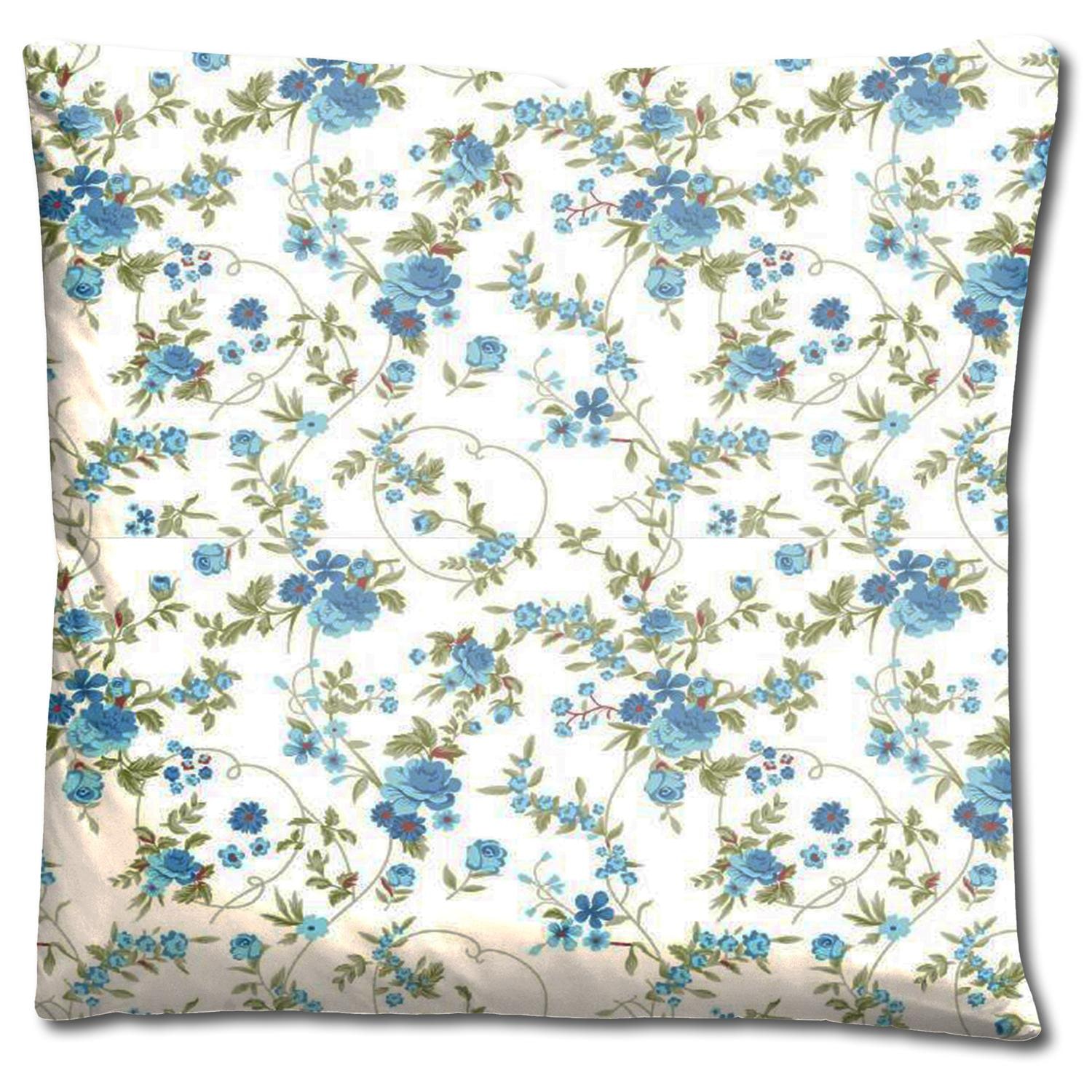 Double pack CloudComfort Basic microfiber bed linen blue flowers 135 x 200 + 80 x 80 cm