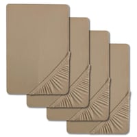 4er-Set Castell Jersey Baumwoll Spannbettlaken taupe 90 x 190 - 100 x 200 cm