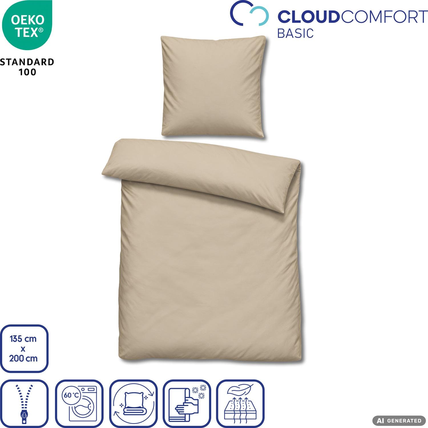 Cloud Comfort Mako-Satin Bettwäsche taupe 135 x 200 cm + 80 x 80 cm