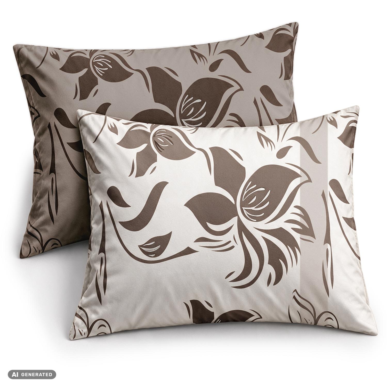 CloudComfort Basic Baumwoll Kissenbezug taupe/weiß 2er-Set 70 x 90 cm