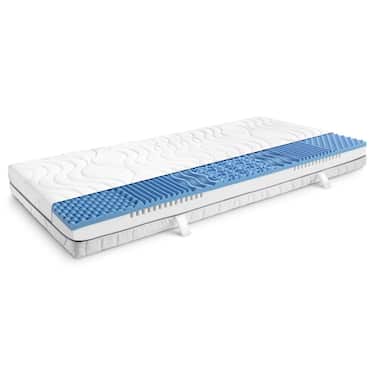 Στρώμα 7 ζωνών από βισκοελαστικό υλικό Sleezzz Smart 80 x 200 εκ., ύψος 18 εκ., βαθμός σκληρότητας H3 με αφρό Air Memory + κουβέρτα Sleezzz® Smart 150 x 200 εκ.